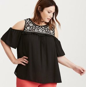 Plus Size Cold Shoulder Blouse